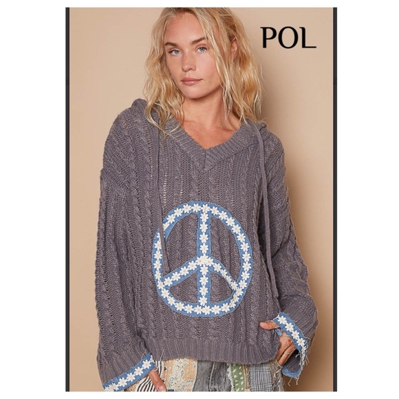 POL Sweaters - 🖤$42 start 331 CLEARANCE  POL peace sign hooded sweater